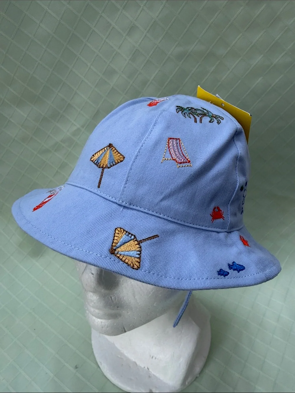 New GAP Light Blue Embroidered Nautical Cotton Bucket Hat